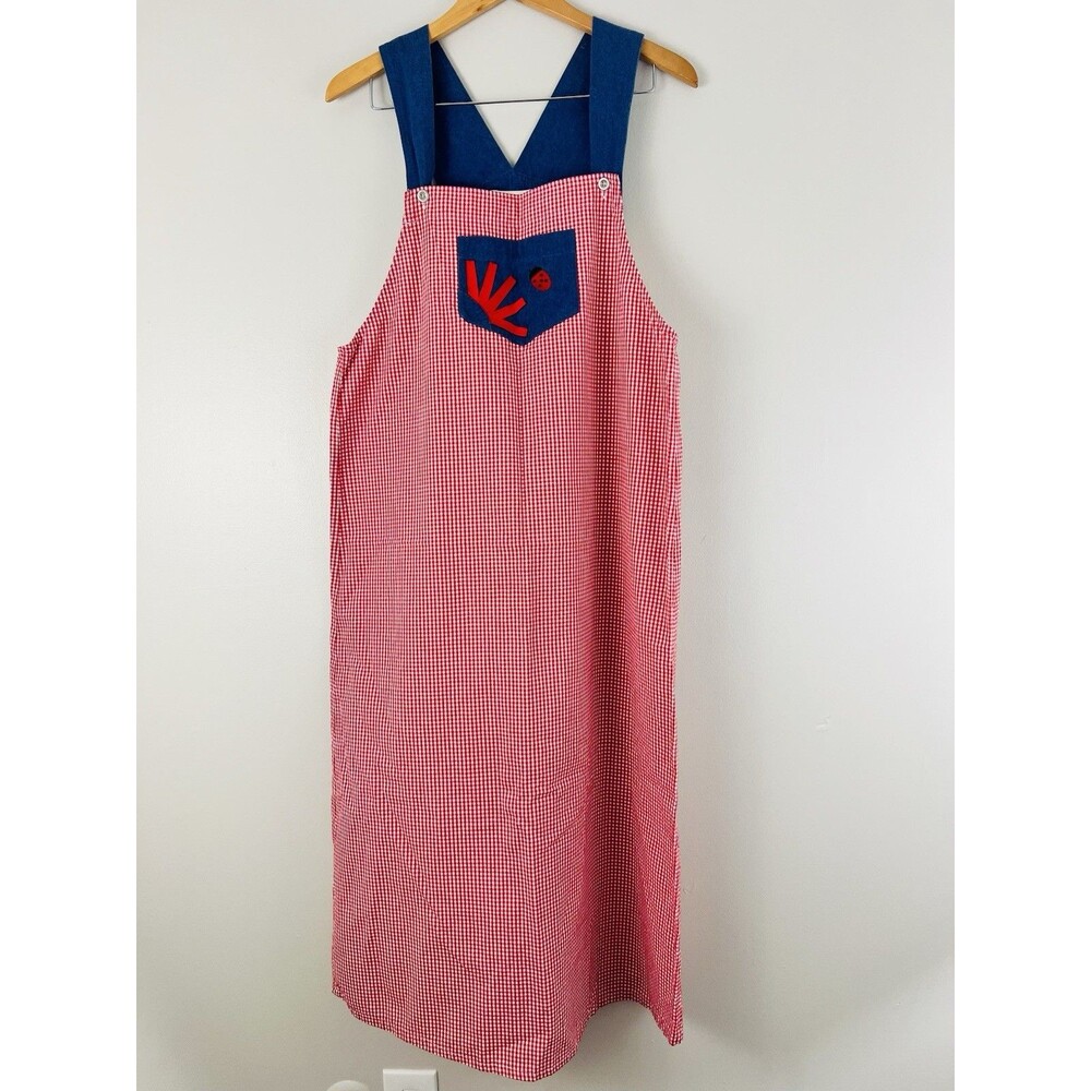 Vintage Bechamel Red Gingham Ladybug Jumper Maxi Dress
